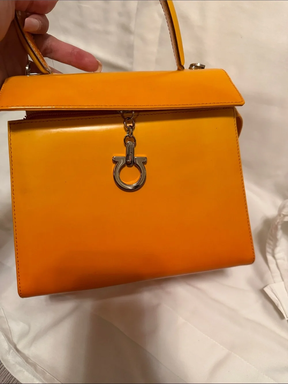 Elegant Salvatore Ferragamo Yellow Top-Handle Leather Bag